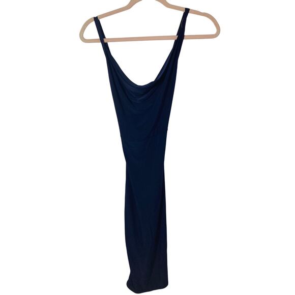 Missguided Navy Slip On Open Back Bodycon Midi Length Dress - Picture 1 of 8